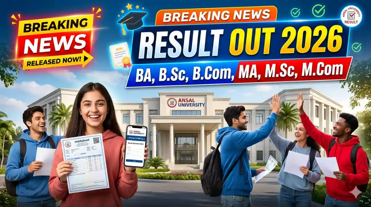 Ansal University Result 2026 Released Check BA B.Sc B.Com MA M.Sc M.Com UG PG Main Results Online
