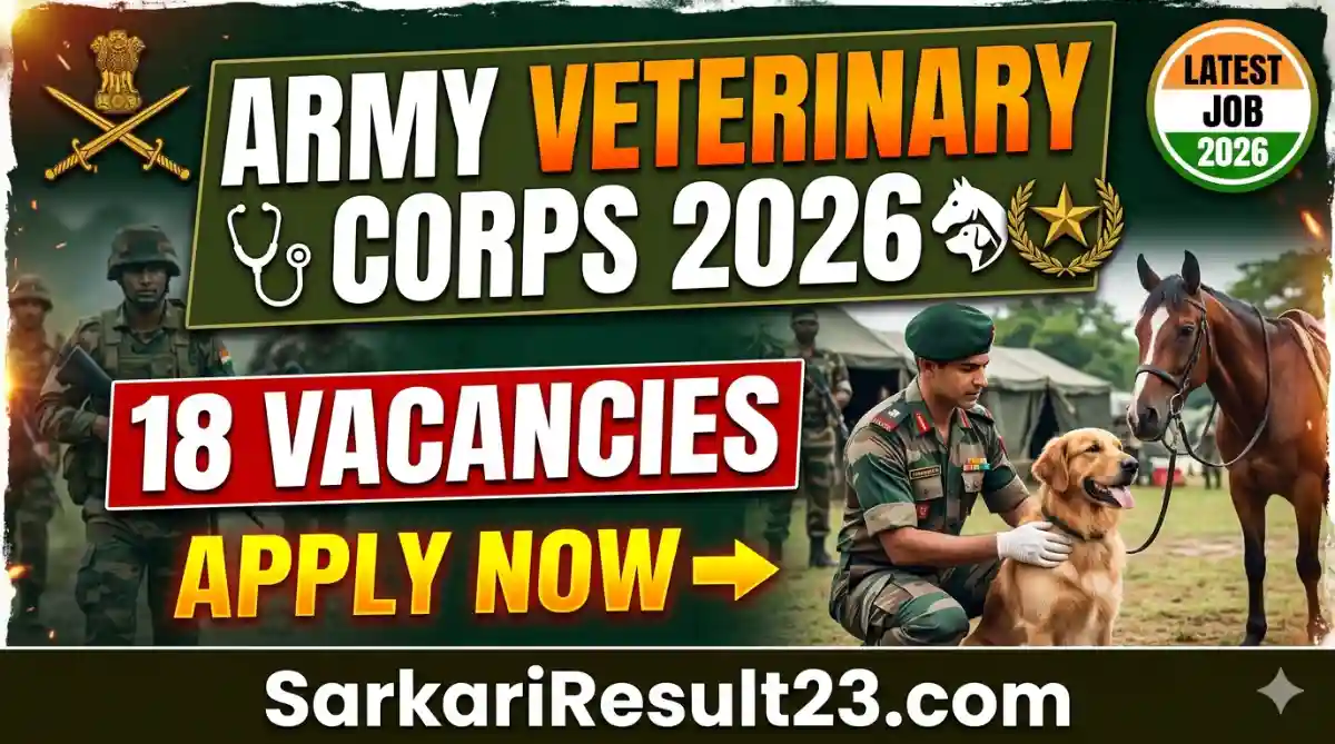 Army Veterinary Corps (Men) Recruitment 2026 Apply Online for 18 Posts Eligibility, Salary & Full Details