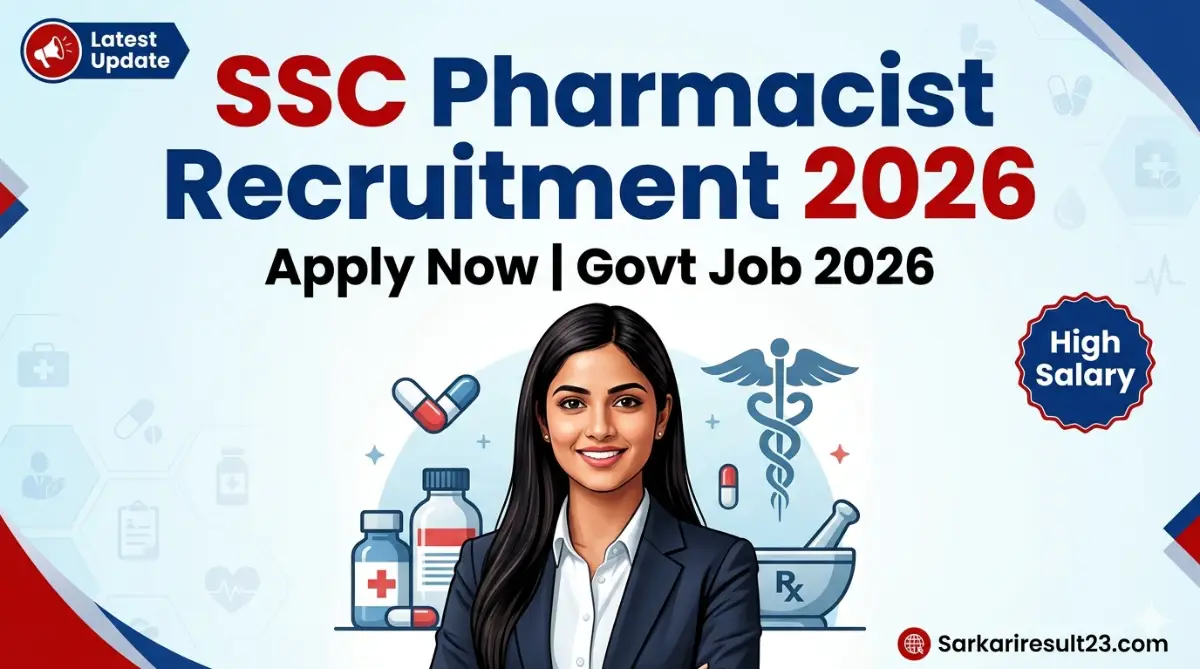 SSC Pharmacist Recruitment 2026 Eligibility, Salary & Apply Online 1,241 Posts