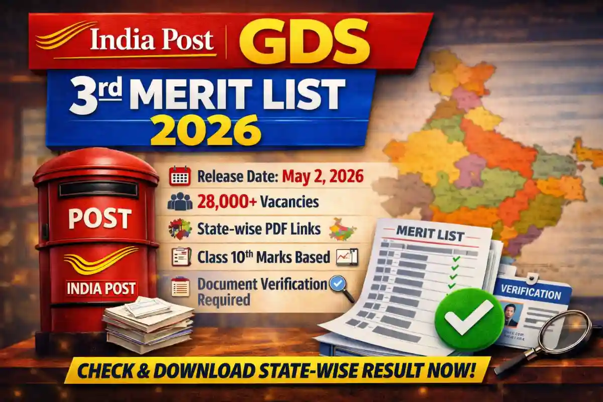 India Post GDS 3rd Merit List 2026 PDF Out – State-wise Result Link Available at indiapostgdsonline.gov.in