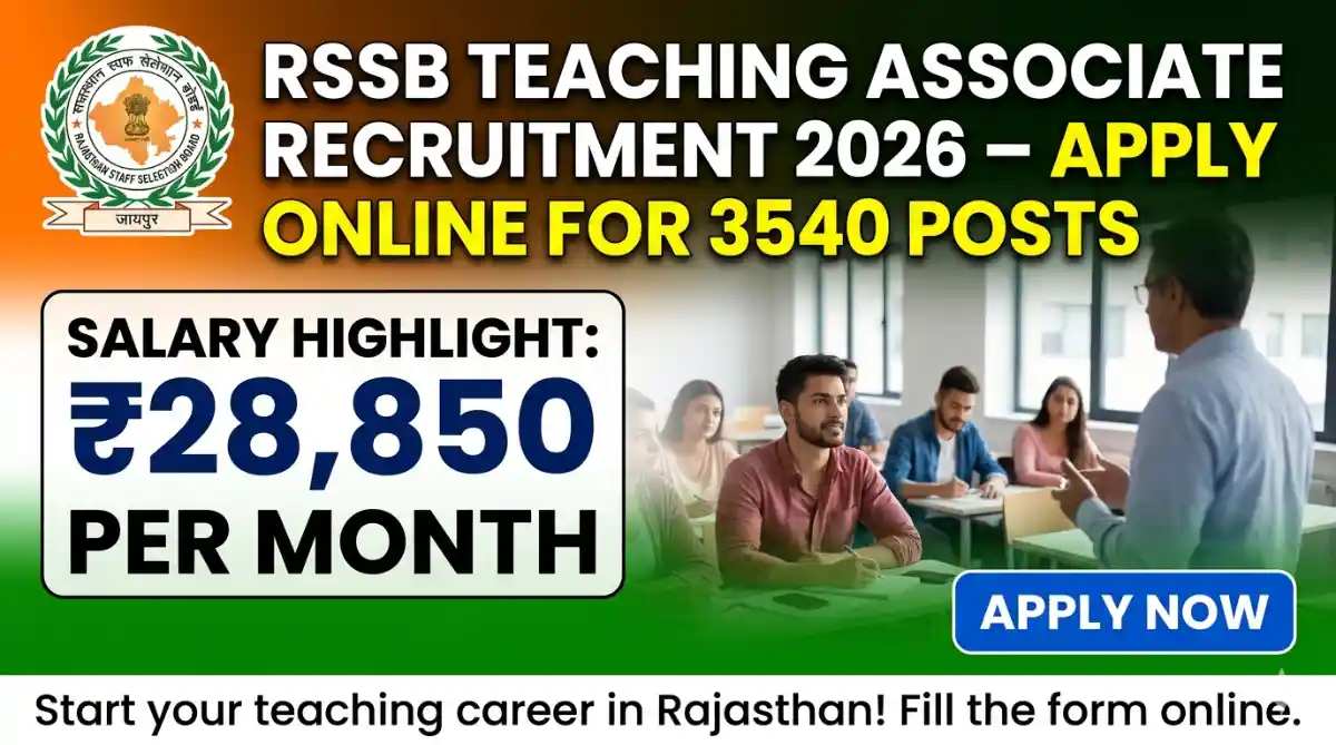 RSSB Teaching Associate Recruitment 2026 – Apply Online for 3540 Posts, Salary ₹28,850